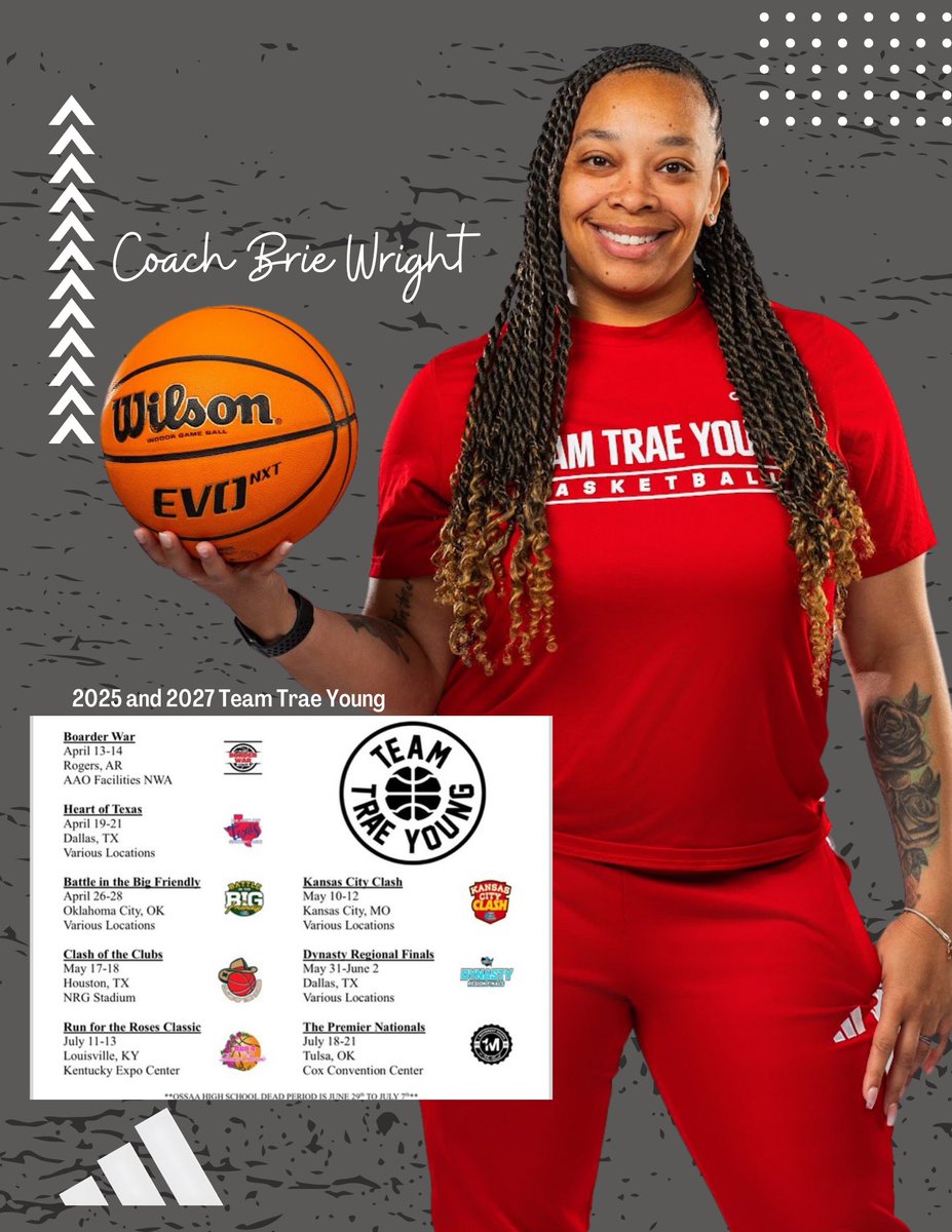 Coach Brie Wright (@missdst1913) on Twitter photo Season opener <a href="/Borderwar1/">Borderwar Tourney</a> this weekend!! Coaches, hit me up for questions about any of my girls!! @TeamTraeYoungWB
<a href="/jamiya_woodard/">JaMiya Woodard</a>
<a href="/AaliyahShawnee/">Aaliyah Shawnee</a>
<a href="/BrooklynHowell_/">Brooklyn Howell</a>
<a href="/KaytumL/">Kaytum Lively</a>
<a href="/jordyn_kya/">Jordyn Ashley</a>
<a href="/kyliehuckabaa/">kylie huckabaa</a>
<a href="/jacquelynb06/">Jacque Brown</a>
<a href="/SerenityCasteel/">Serenity Casteel</a>
<a href="/jazlynn_ezell27/">Jazlynn Ezell</a> Season opener <a href="/Borderwar1/">Borderwar Tourney</a> this weekend!! Coaches, hit me up for questions about any of my girls!! @TeamTraeYoungWB
<a href="/jamiya_woodard/">JaMiya Woodard</a>
<a href="/AaliyahShawnee/">Aaliyah Shawnee</a>
<a href="/BrooklynHowell_/">Brooklyn Howell</a>
<a href="/KaytumL/">Kaytum Lively</a>
<a href="/jordyn_kya/">Jordyn Ashley</a>
<a href="/kyliehuckabaa/">kylie huckabaa</a>
<a href="/jacquelynb06/">Jacque Brown</a>
<a href="/SerenityCasteel/">Serenity Casteel</a>
<a href="/jazlynn_ezell27/">Jazlynn Ezell</a>