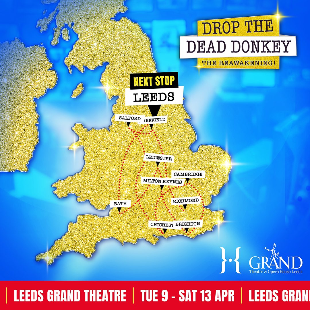 Tonight #DropTheDeadDonkey opens at @GrandTheatreLS1, playing until Saturday 13 April ✨ Tickets are still available, so book now at leedsheritagetheatres.com 📺