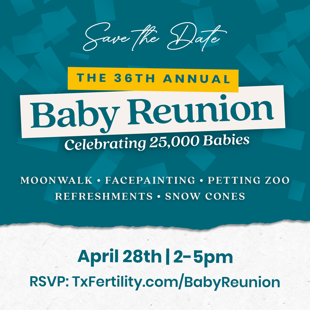 What better way to celebrate 25,000 babies than with fun for the whole family?

Our 36th Annual Baby Reunion is almost here and we can't wait to see you there! RSVP with us today: bit.ly/TFCBabyReunion

#AustinTX #ATX #ReproductiveMedicine #IVF #IVFSuccess #TexasFertilityCenter