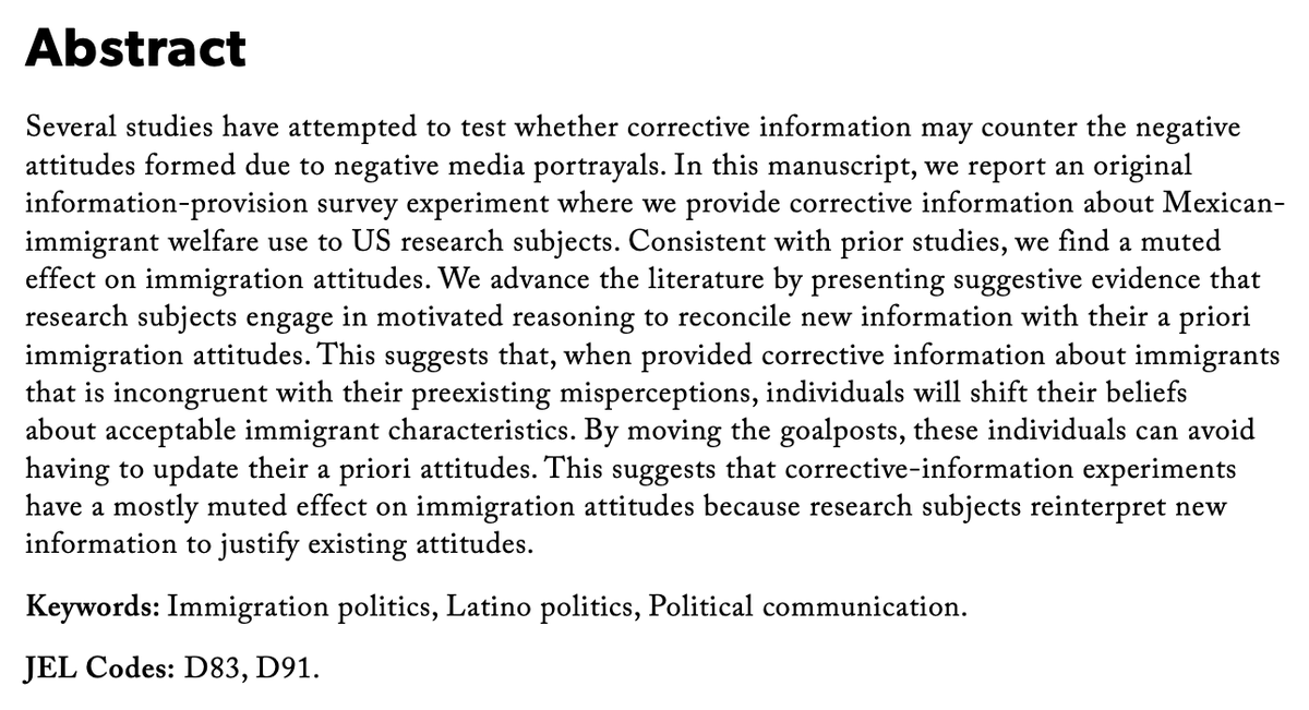 🚨New #Immigration research from @cgousu 🔇Why Does Corrective Information Have a Muted Effect on Immigration Attitudes? ✍️@MichelLandgrave, @AimeHogueRovelo, and @HydeAryanna