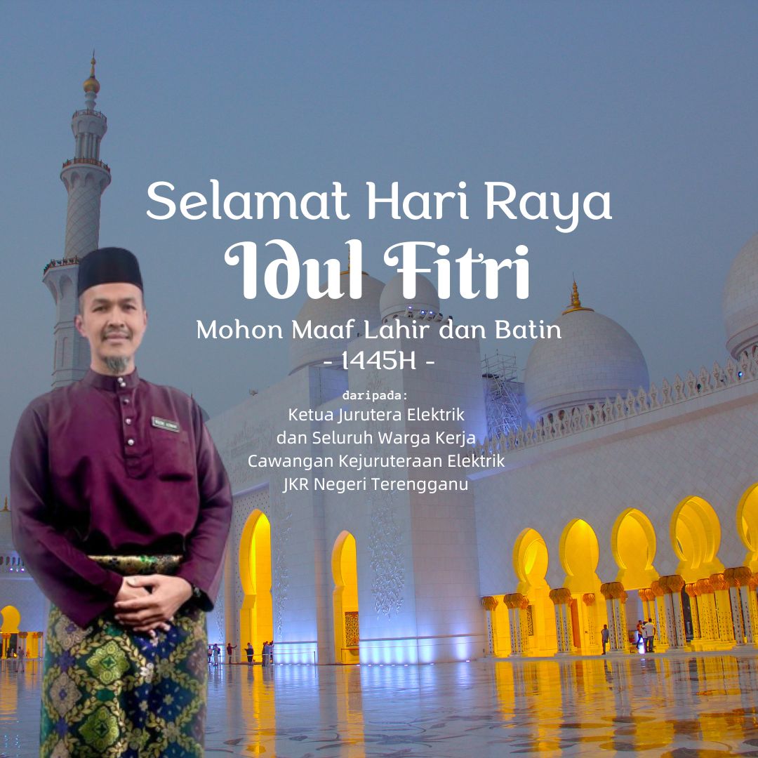 JKR CKE TRG (@jkr_cketrg) on Twitter photo Ketua Jurutera Elektrik Negeri dan seluruh warga kerja mengucapkan Selamat Menyambut Hari Raya Aidilfitri 2024/1445H kepada seluruh umat Islam.
#CKEBerprestasiTinggi
<a href="/HasliJKR/">Hasli Ibrahim (Ir. Dr.)</a> <a href="/rozniazwar/">Ir. ROZNI</a> <a href="/hanizanshaffii/">hanizan</a> <a href="/noorashikinmt/">noorashikin tamimi</a> <a href="/JKRTerengganu/">JKR Terengganu</a> Ketua Jurutera Elektrik Negeri dan seluruh warga kerja mengucapkan Selamat Menyambut Hari Raya Aidilfitri 2024/1445H kepada seluruh umat Islam.
#CKEBerprestasiTinggi
<a href="/HasliJKR/">Hasli Ibrahim (Ir. Dr.)</a> <a href="/rozniazwar/">Ir. ROZNI</a> <a href="/hanizanshaffii/">hanizan</a> <a href="/noorashikinmt/">noorashikin tamimi</a> <a href="/JKRTerengganu/">JKR Terengganu</a>