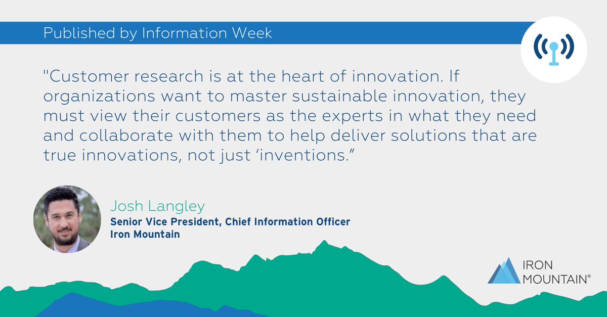 Our own Josh Langley was featured in an article from @InformationWeek on how companies can continuously innovate in an often competitive landscape: spr.ly/6014wdaNE
#Innovation #KnowYourCustomer @IronMountain