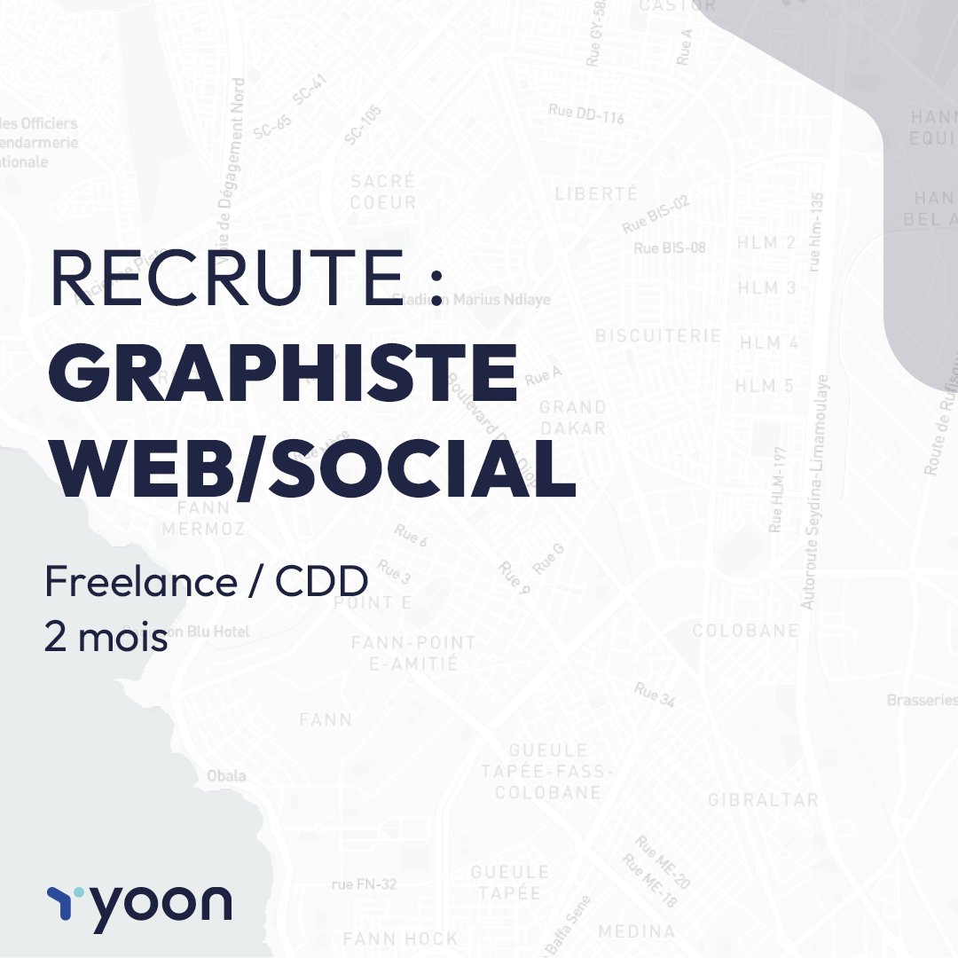 Job : @YoonSenegal recrute ! Graphiste Web/Social 🎨⚡️ ✍️🏾Contrat de 2 mois et + si affinités 📍Sénégal (Remote)