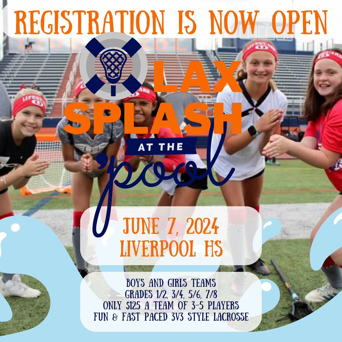💦REGISTRATION IS NOW OPEN

LaxSplash at the ‘Pool is sure to be the best lacrosse party of the Summer, sign up today!!

🛟Team Name &amp; Uniform Contest 
Register Today, Team Names can be updated closer to event.

🔗 laxsplash24.itemorder.com/shop/home/