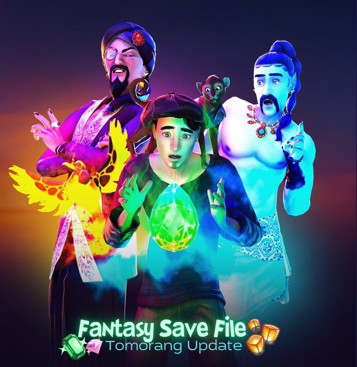 ✨Sims 4 Fantasy Save File✨ #EApartner #ad 🧞Updated to include Tomorang!🪔 Download 🔗patreon.com/posts/sims-4-f… Includes all the worlds: 🌎22 Residential worlds 🏖️ 2 Holiday Worlds Thank you to @draufilm for the beautiful render for this update!