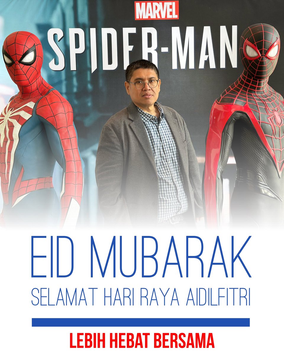 Eid Mubarak Selamat Hari Raya from is Spider-Men! #BeGreaterTogether #LebihHebatBersama