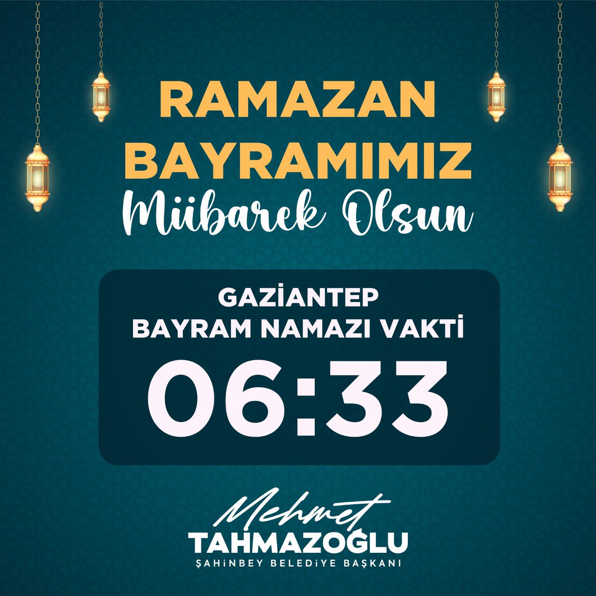 Gaziantep için Bayram Namazı saati: 🕌 🕖 06.33 Hayırlı, mutlu bayramlar. #Şahinbey #Gaziantep