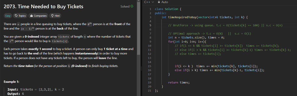 0sagarsingh01's tweet image. #Day61 #dailyChallenge #ProblemSolving
Today's #potd #leetcode #solutions
"2073. Time Needed to Buy Tickets"