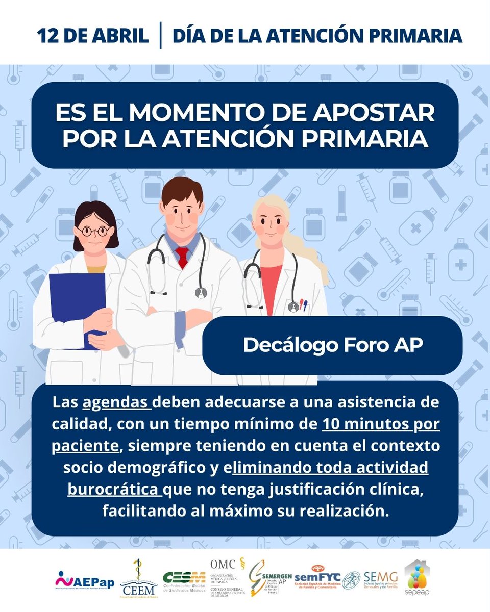 Es el momento de apostar por la #AtenciónPrimaria 🗓️ 12 de abril #DíaAtenciónPrimaria. Foro de #AP #ApostarPorAtencionPrimaria #ApostarPorAP #MomentoAP @ceem_medicina @cesm_sindicatos @SEMERGENap @semfyc @SEMG_ES @sepeap