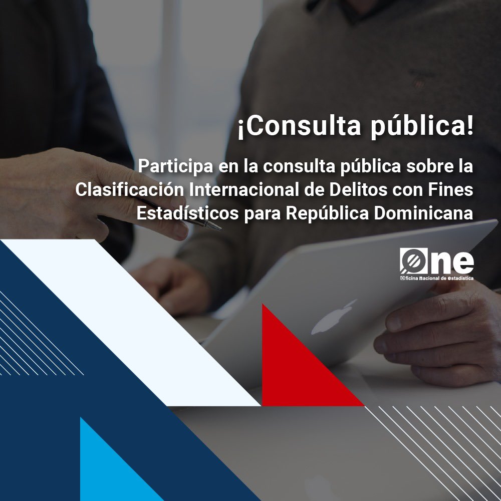 ¡Participa en nuestra consulta pública! 🧐 Estamos adaptando la Clasificación Internacional de Delitos con fines Estadísticos para 🇩🇴. ¡Tu opinión es crucial! Visita one.gob.do para ser parte de esta importante iniciativa. ✍🏻⚖️📊 #ConsultaPública #ONERD