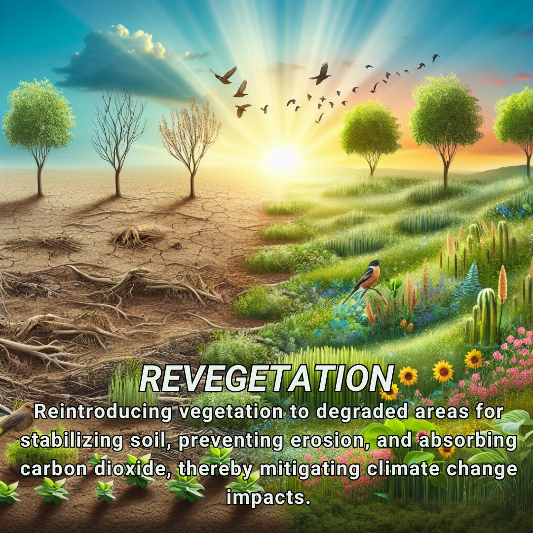 Dive into today's Climate Change Poster Collection, Revegetation! 
Discover how re-establishing plant cover can combat climate change by restoring ecosystems, sequestering carbon, and promoting biodiversity. #ClimateAction #tuesdayvibe #PortfolioDay 
science4data.com/climate-change…