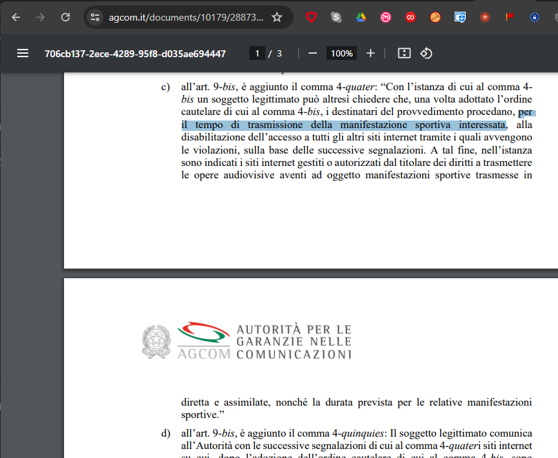 relationsatwork's tweet photo. Fu fatto = consultazione ex delibera 445/22/CONS.

Fu proprio @AGCOMunica in primis a proporre blocchi IP temp per inibizioni ex nuovo art.9-bis comma 4-quater regolamento DDA, aka attuali ticket APS.

Respinto sia da (obv) tutti i detentori diritti che da tre operatori big🤷‍♂️

- - - - - -

Documento di avvio della consultazione in data 20/12/2022 + proposte formulate da AGCOM in Allegato A sono disponibili su
https://t.co/rbN9ojOQ3r

Contributi e risposte dei soggetti partecipanti a tale consultazione, da cui è derivata appunto la delibera 189/23/CONS con cui sono state definite & approvate le ultime modifiche al regolamento DDA, sono disponibili nel documento pubblicato in data 11/08/2023 su
https://t.co/QsW4hYIFrB

.
AGCOM, proprio perché consapevole di questioni/rischi IP overblocking fece tale ed altre proposte attuative/operative, onde minimizzare un rischio purtroppo non azzerabile (alla luce di come stava procedendo l'iter legislativo, che ha portato alla definizione del testo della L.93/2023).

Tali proposte vennero tutte respinte da soggetti legittimati per i diritti (cioè gli stakeholder, che avrebbero dovuto poi versare lo 0.3 per mille dei loro ricavi connessi ai diritti come contributo DDA-APS) in quanto avrebbero comportato "inutili ritardi" (cit.) e ridotto di molto l'efficacia potenziale dei ticket machine-to-machine.

Lato operatori vi furono invece soggetti, che approvarono tutte le proposte (e.g. AIIP ed Iliad)... altri che +/- glissarono... ed infine altri - tra cui 3 operatori Telco big - che respinsero temp IP-blocking a priori.