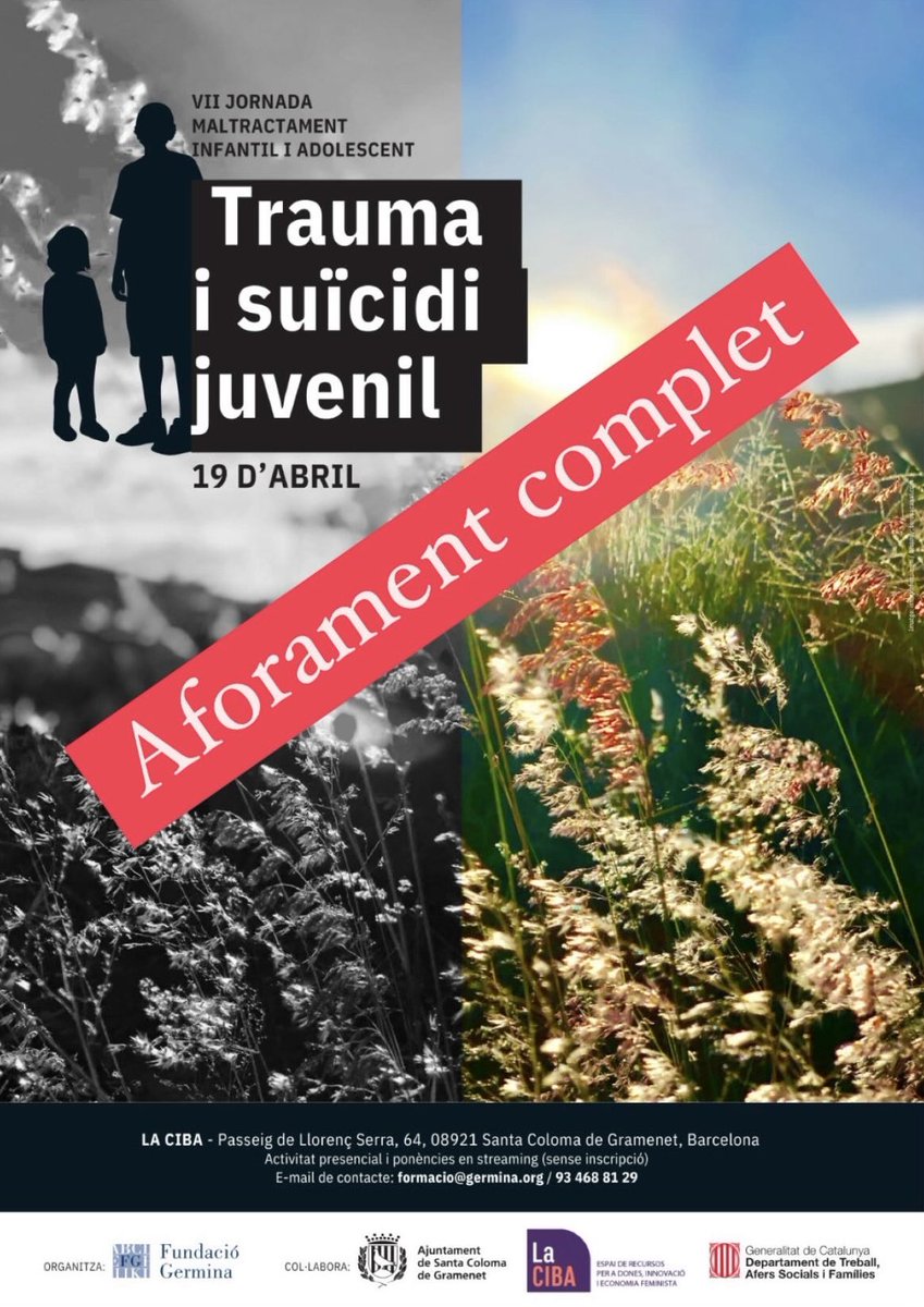 Ja tenim l’aforament complet per les Jornades sobre Maltractament Infantil i Adolescent del pròxim 19 d’abril.

Estem molt contents de l’acollida que ha tingut!