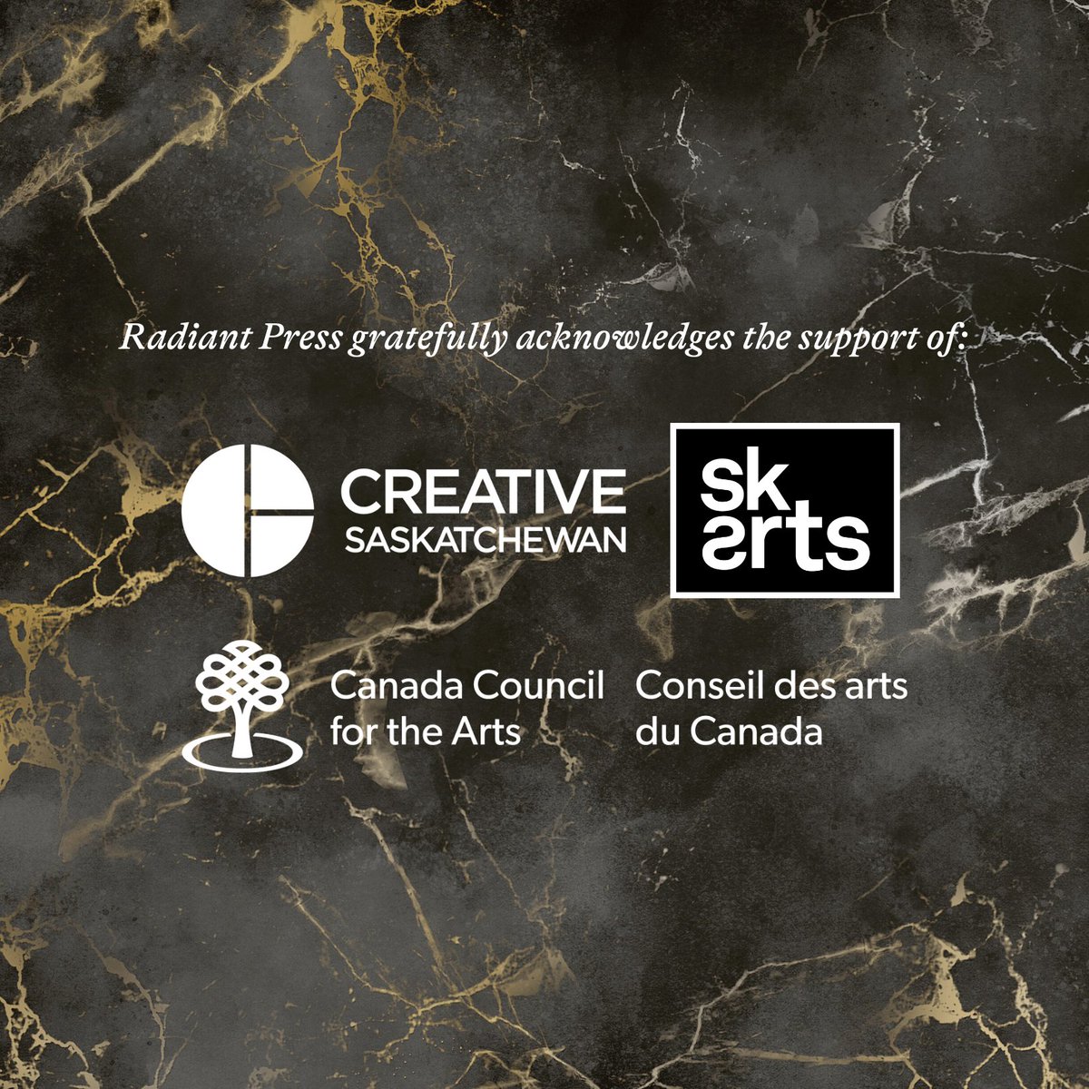 Radiant Press gratefully acknowledges the support of @creativesask, @saskarts, and @canadacouncil. [9/9]