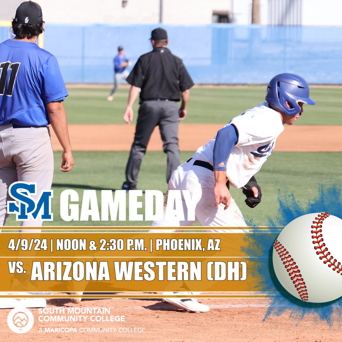 GAMEDAY! @SoMtnBaseball hosts Arizona Western in an @accac_sports doubleheader beginning at noon! Free parking & admission! Follow along with live stats on the @GCsports app!