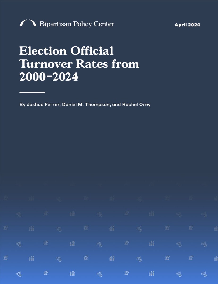 Important findings and recommendations from @BPC_Bipartisan on the high turnover rates of election officials across the country. I’ve been concerned about this issue since 2020 and am grateful for BCP’s work on it. bipartisanpolicy.org/download/?file…