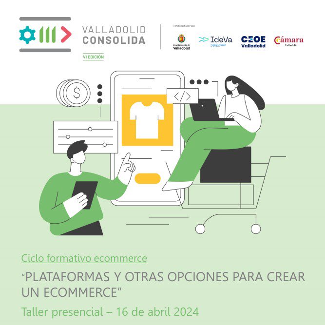 🛒 Todavía puedes partir en el taller gratuito sobre plataformas y otras opciones para crear un #ecommerce dentro del programa #ValladolidConsolida

📅 16 de abril de 2024
🕘 09:00 a 12:00 horas
📍 <a href="/ideva_agencia/">Ideva</a>

+info ideva.es/Apoyo-empresar…