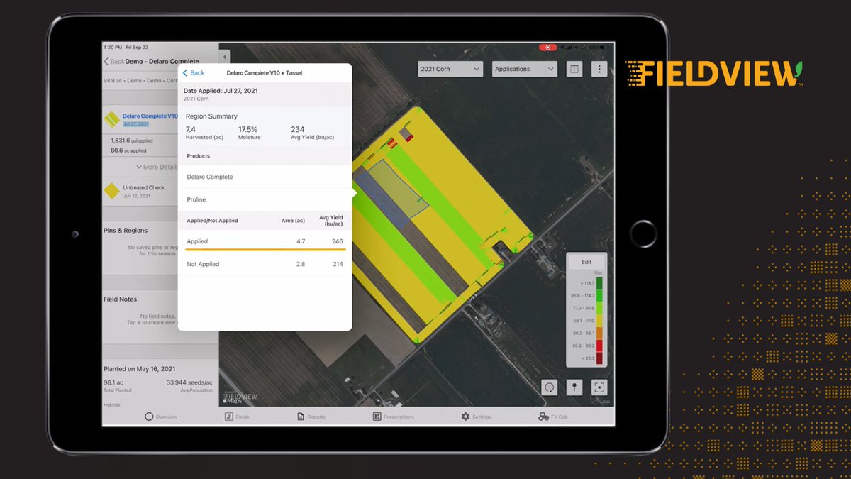 Take control of your crop protection decisions! FieldView's Field Region Report by Application analyzes data by region/zones to identify top-performing products. Don't leave your crop protection to chance! Learn how to make informed choices for your farm: bit.ly/3xDTsjZ