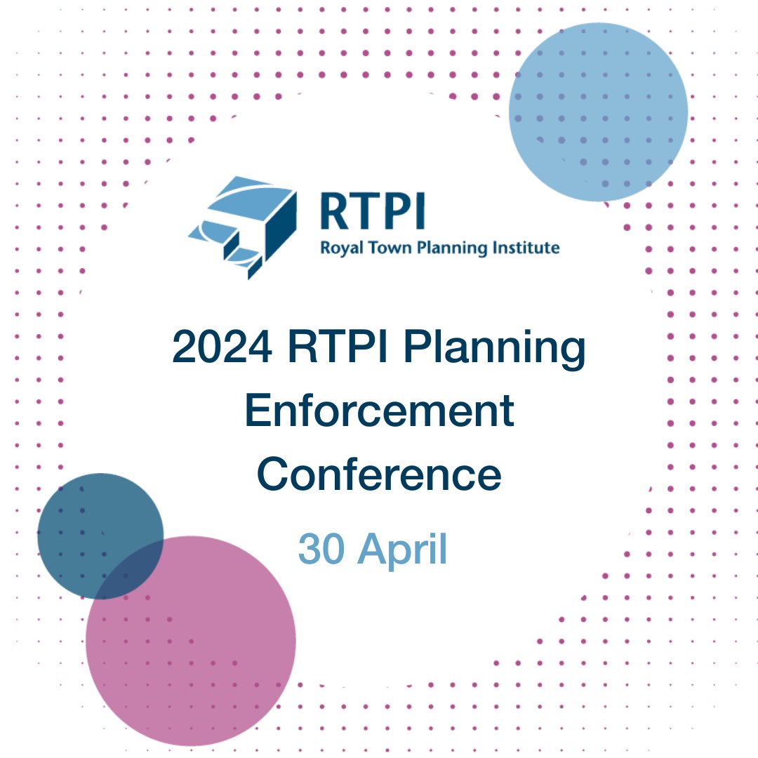 Calling all enforcement officers: Gain key insights on topics vital to the profession at this year’s Planning Enforcement Conference. Tickets are available to all RTPI members. Find out more and book now: rtpi.org.uk/events/2024/ap… 📍 30 April | Derbyshire House, London WC1H 8AG