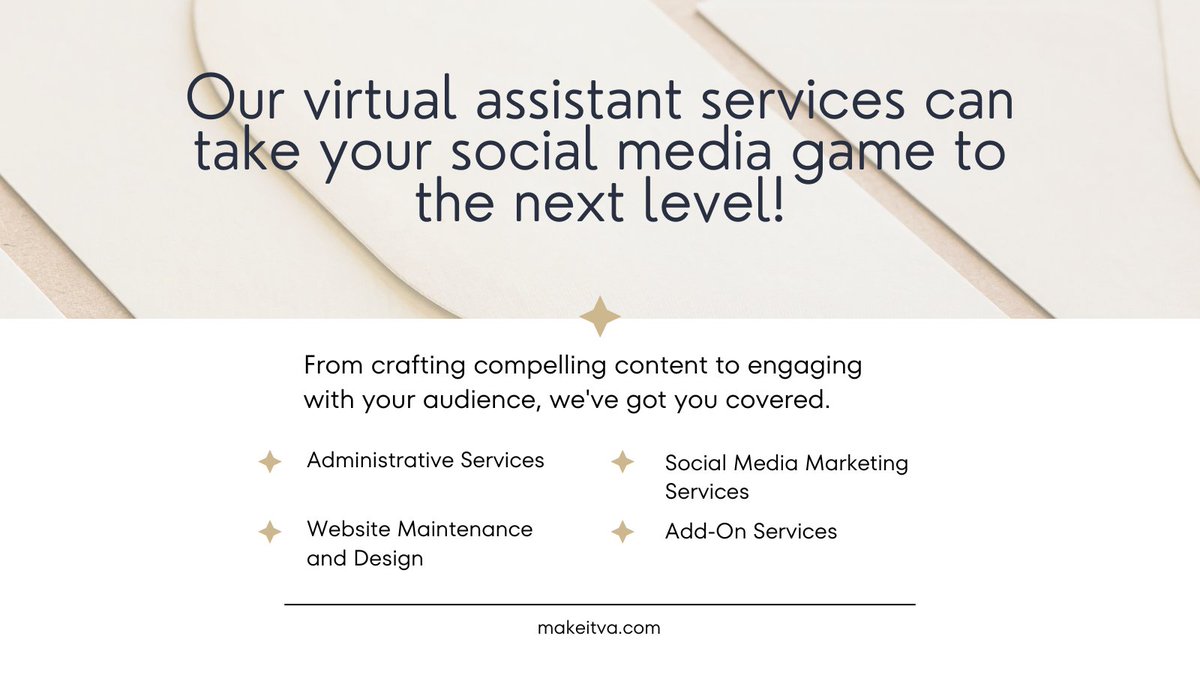 MakeITVA's tweet image. Did you know? Our virtual assistant services can take your social media game to the next level! 🚀 From crafting compelling content to engaging with your audience, we&apos;ve got you covered. DM us to learn more! 💌 #TechTuesday #SocialMediaSolutions #ElevateYourBrand