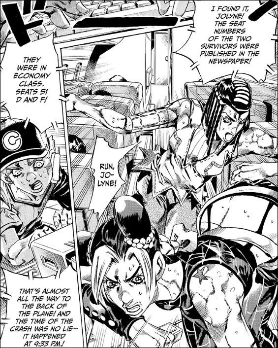 JoJo’s Bizarre Adventure: Part 6--Stone Ocean, Ch. 123: Can Jolyne and Ermes find cover before the plane comes crashing down?! Read it FREE from the official source! buff.ly/3TNL7ln