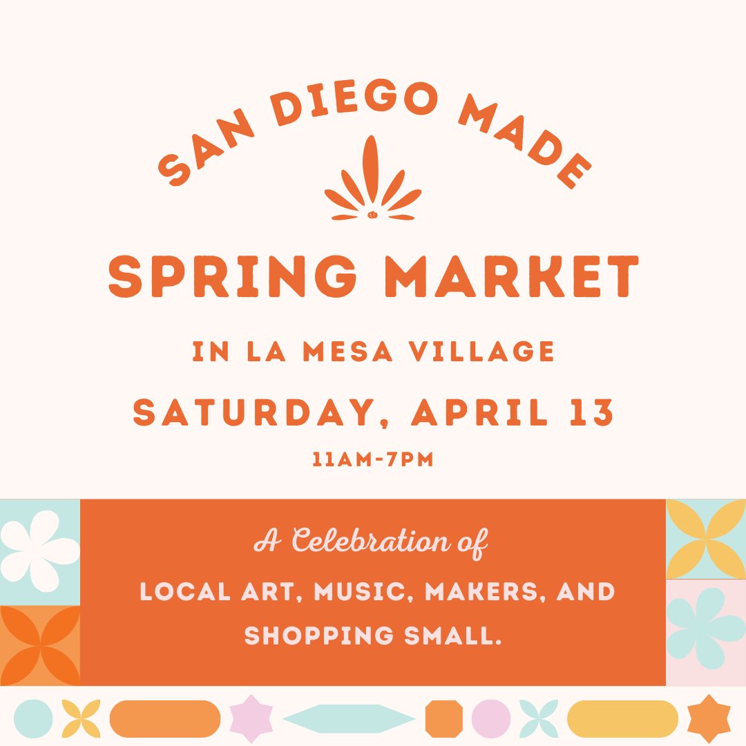 Looking for something to do this weekend? Our friends at San Diego Made Factory are hosting a spring market in La Mesa this Saturday🌷 #sandiego