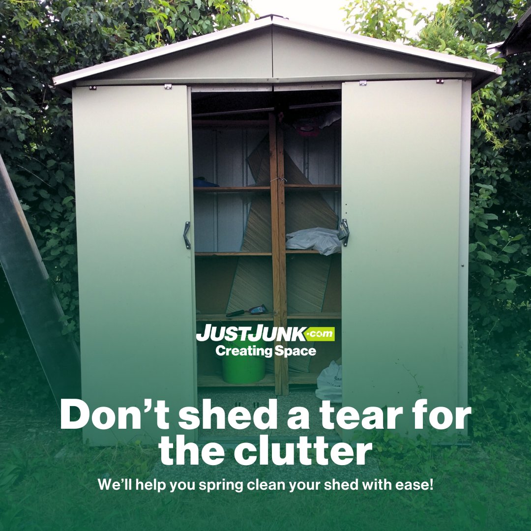 Unlock the potential of your backyard shed with #JUSTJUNK. We tidy up, so you can level up your space! 🚪🍃 Book JUSTJUNK online: 1l.ink/8BG55JT #SpringCleaning #CreatingSpace