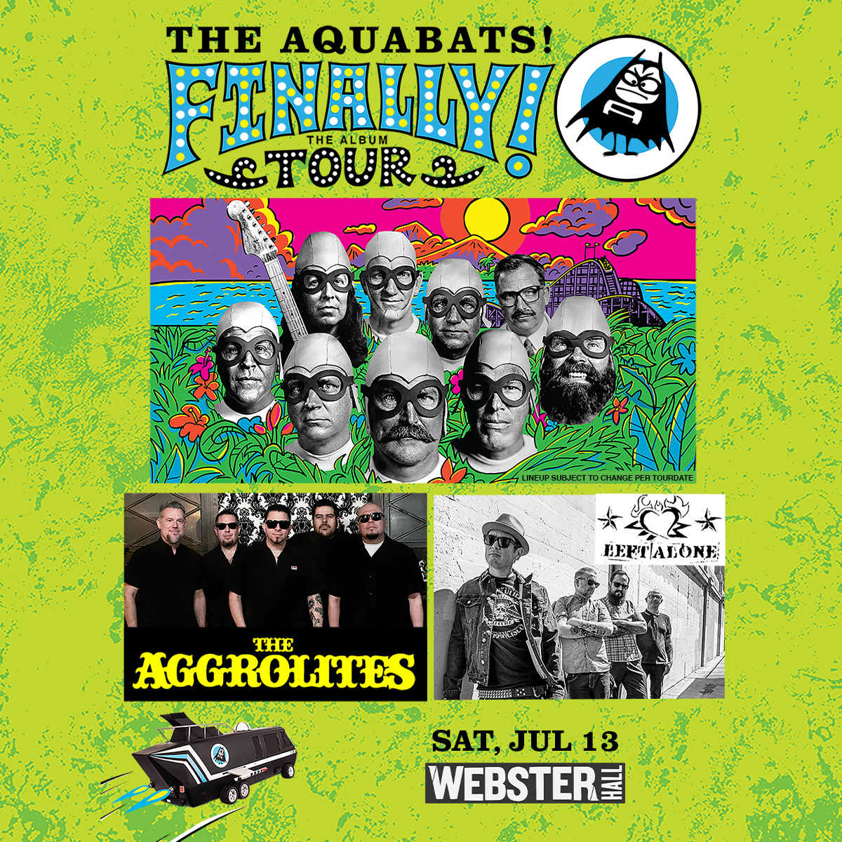 JUST ANNOUNCED: The Aquabats! will be here on sat, jul 13 with special guests Aggrolites and Left Alone 🌌 tickets go on sale friday at 10am