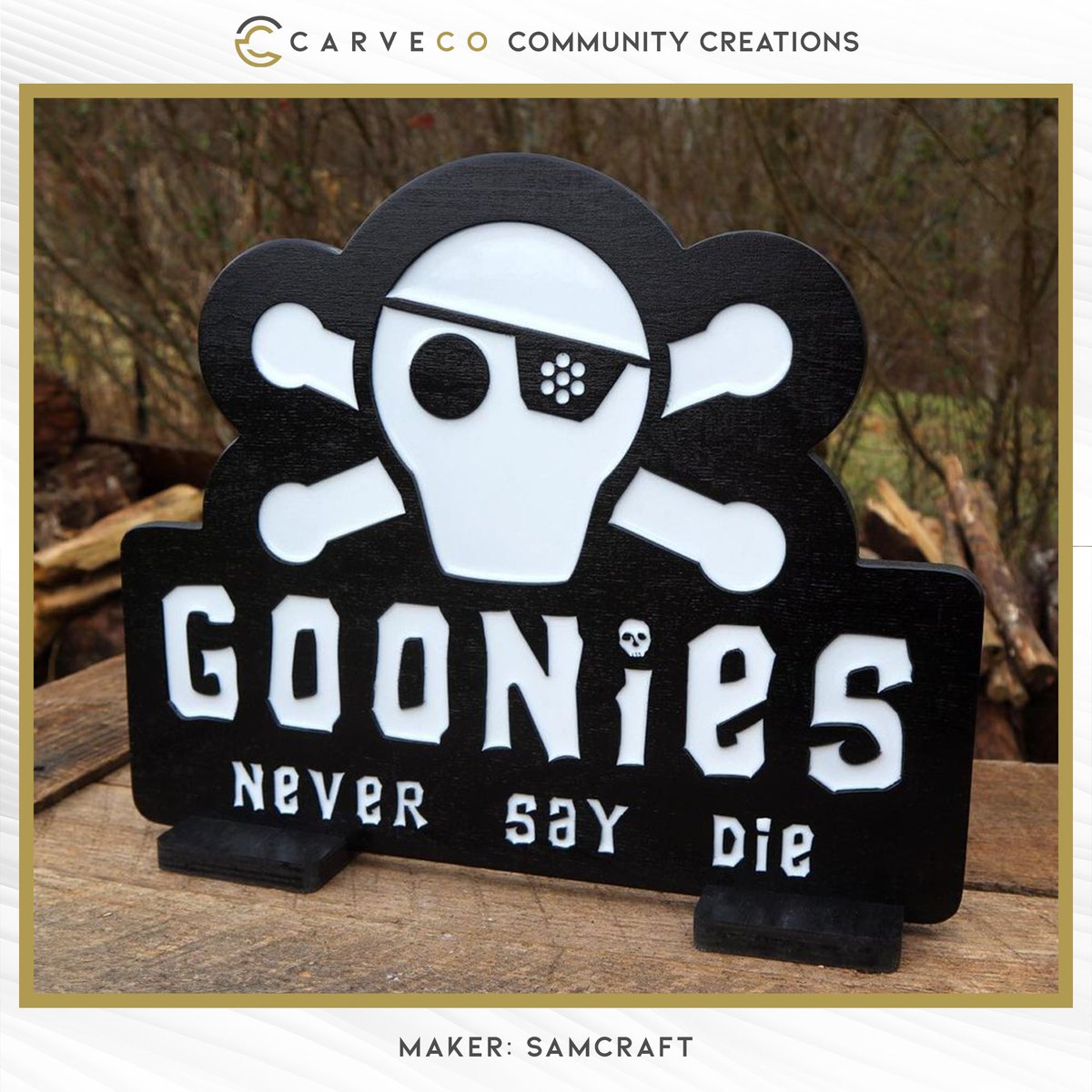 askcarveco's tweet image. Throwback to when Samcraft created this Goonies sign! Who doesn't love The Goonies?! We're big fans of 80's movies, so this project is just perfect.

Check out Sam's YouTube for lots of tutorials, reviews and loads more!

youtube.com/@Samcraftcom

#SignMaking #TheGoonies #Woodwork