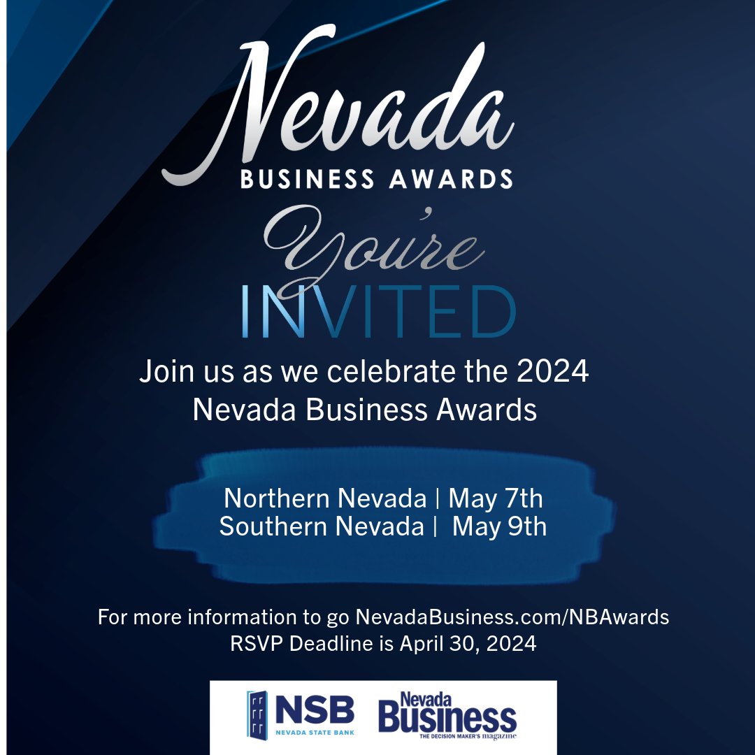 Celebrate with us! 🥂 RSVP for the Nevada Business Awards by April 30, 2024.