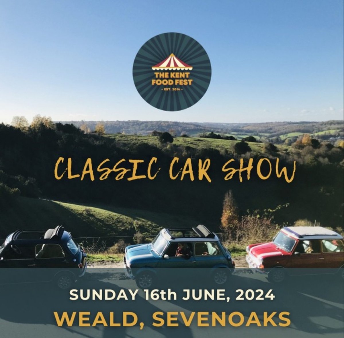 The Kent Food Festival! Get your tickets to #thekentfoodfest2024 where we’ll be showcasing some amazing British classic cars! Sunday 15th June, Little Elses, Weald, Sevenoaks. #classiccarskent #visitkent #ukfestivals #kentfestivals