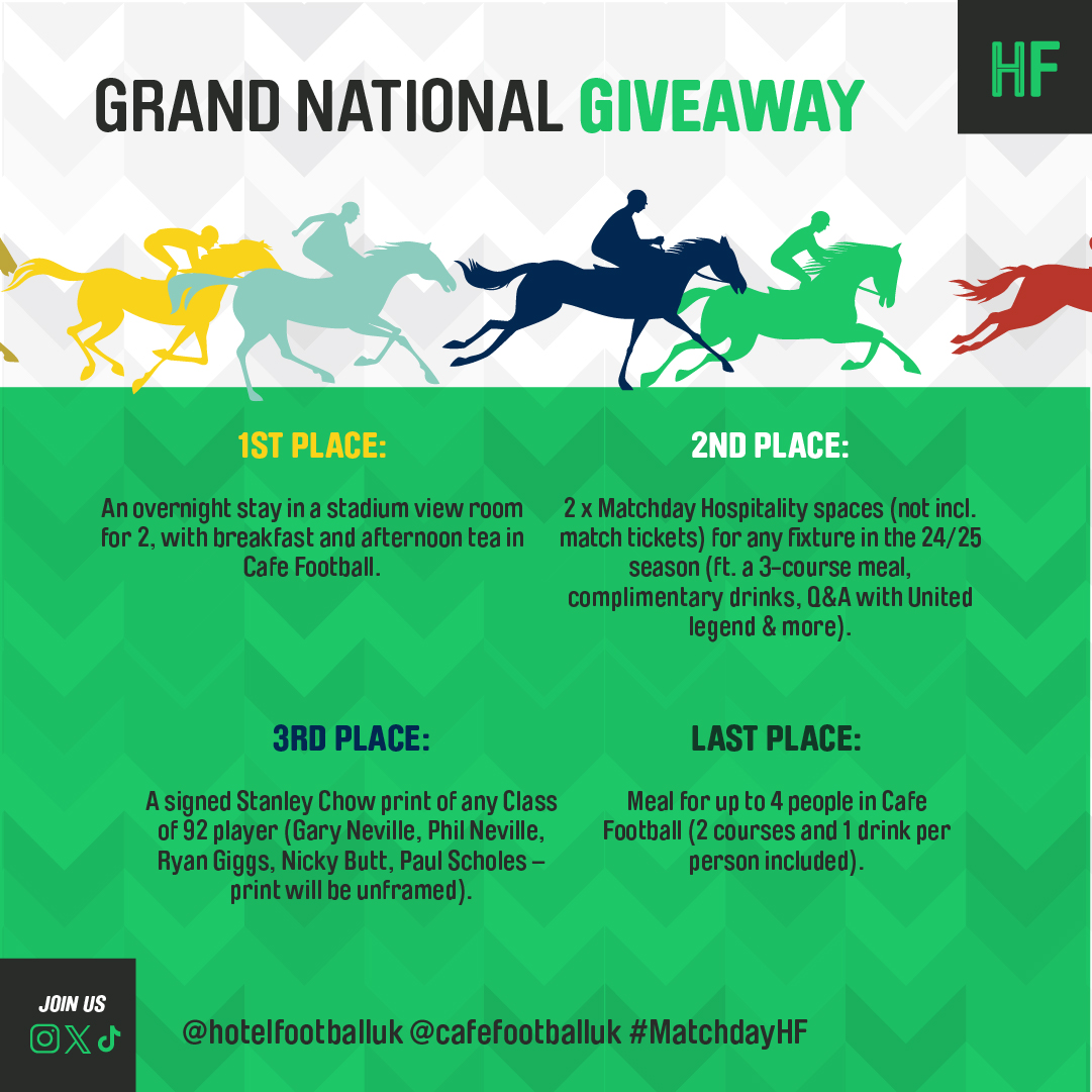 The Grand National is back this Saturday 13th April, so we thought we'd have some fun on the lead up to the big day with a competition!😎⁠ ⁠ Simply go to our Instagram page and follow the steps to enter: bit.ly/49uzRzZ HAPPY RACING!😆 #grandnational #hotelfootball