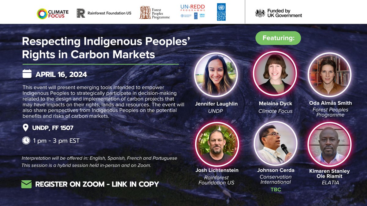 Ensuring the integrity of carbon credits from Indigenous territories means upholding the human rights of Indigenous Peoples. 📅 April 16 🕐1-3 PM 📍FF 1507 Join us online or in-person next week at @UN4Indigenous to be a part of this critical discussion: shorturl.at/IKTW3