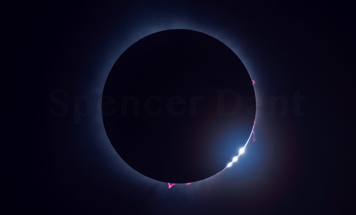 tfw when you spent the last 7 years planning one single photo and you have 1.5 seconds to make it happen Baily's beads and bright solar prominences, single shot. 1/500 f/8 400 ISO, 600mm. Just another photo from #Eclipse2024