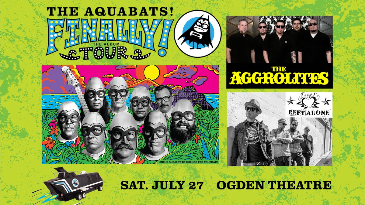 we're so excited to get silly with the aquabats! on sat. july 27th with support from the aggrolites, and left alone in celebration of their upcoming album release 'finally!' - bring your costumes and come skank with us 🕺 🎟️ on sale fri
