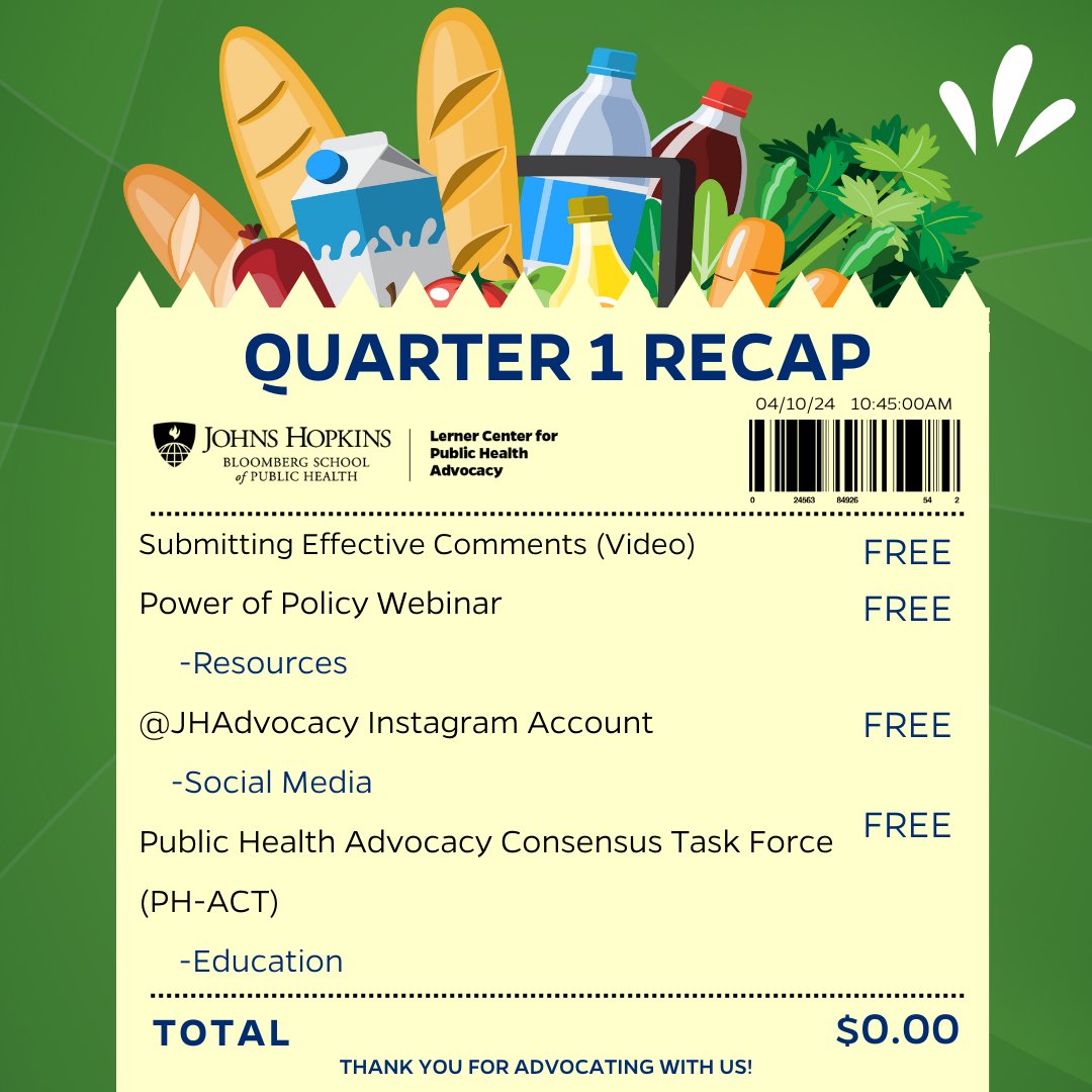 That's a wrap on Q1! As a new month begins, we're reflecting on our strides in public health advocacy during the first three months of 2024. Let's keep nourishing change together!🍏 #PublicHealth #PublicHealthAdvocacy #NationalNutritionMonth