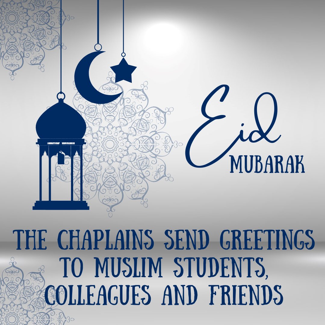 Eid Mubarak from @durham_uni Chaplaincy Network to Muslim students, colleagues & friends celebrating Eid ul-Fitr! #eid #eidmubarak @SamDale84 @_ShaidMahmood @DUEDI7 @LucianHudson @cmwhitelaw @SmajoBeso @mathewjguest @lesley_hillary @philipplyming @rev_rushton @DurhamWellbeing