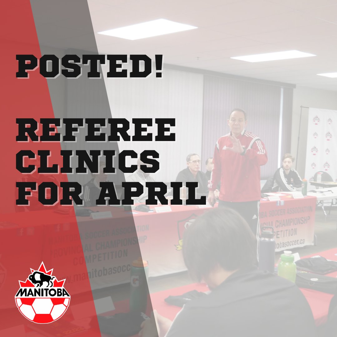 🗣️ Go now to our website – Referee – Become a referee and register for a clinic if you want to referee this Spring and Summer! manitobasoccer.ca/content/become…