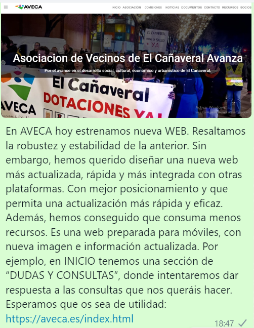 AVECA_Canaveral's tweet photo. En AVECA hoy estrenamos nueva WEB: https://t.co/PCNx5aQK7R
Diseño actualizado y nuevos contenidos. Encontrarás las alegaciones presentadas a la pretendida MPP de la JdC  y del anterior Delegado d Urbanismo. Interesante la sección d consultas 💡👈
Entra y descubrirás su utilidad. https://t.co/q57isEWuMb