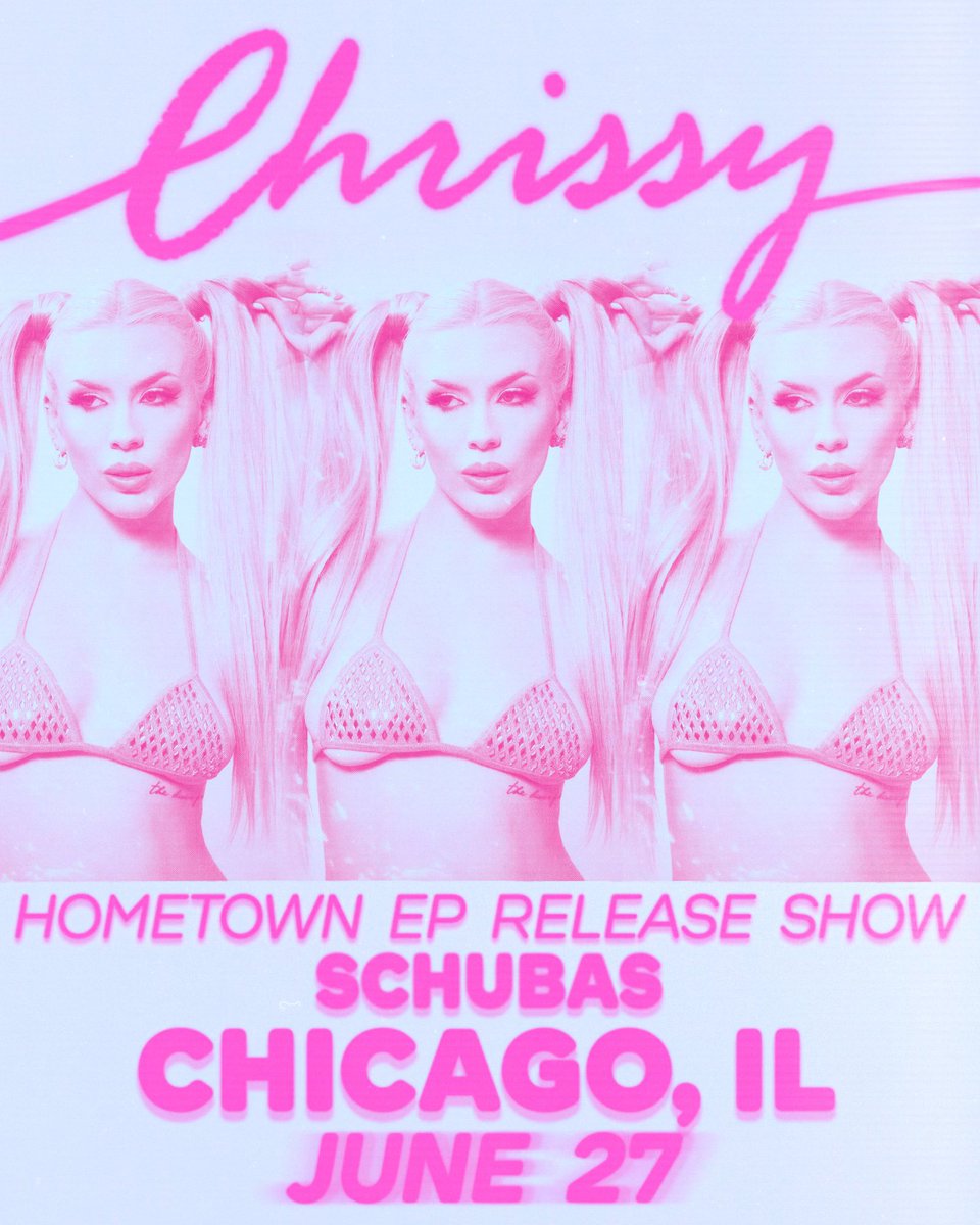 CHICAGO! i’m so excited to celebrate pride AND the release of my EP Girlie Pop! Tix on sale april 18th 10am local time in chi, sign up early for the fan presale now!!! CANT WAIT TO COME HOME 🥹🩷 laylo.com/chrissy/cc07d