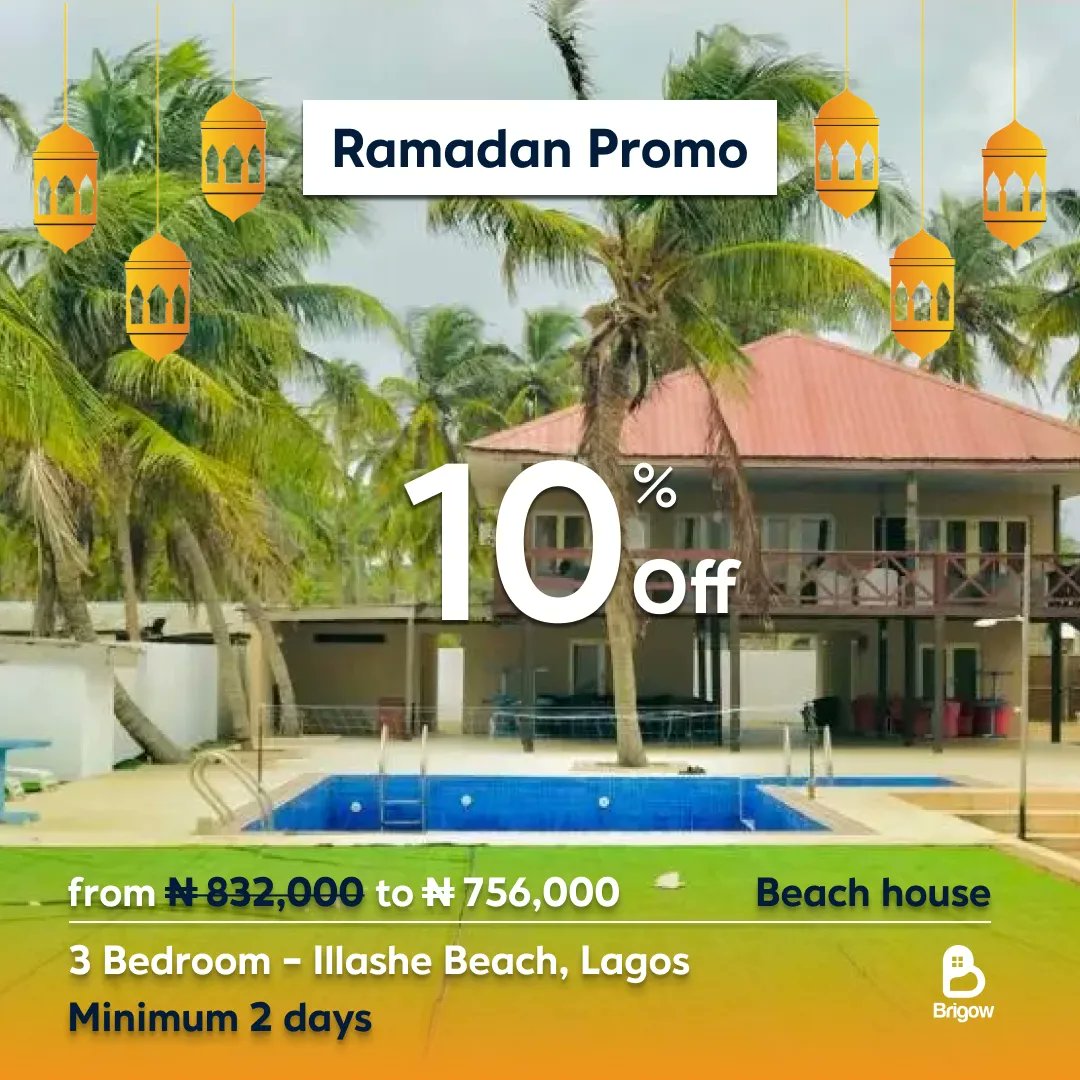Exciting Ramadan offer! Enjoy 10% off all short-term stays with Brigow.                                                              Spend quality time with loved ones. Book now, link in bio. 🌙🏡 #RamadanOffer
