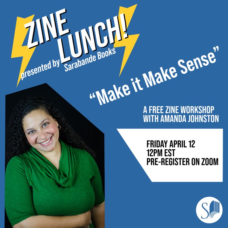 ⚡️ZINE LUNCH!⚡️ presents “Make it Make Sense,” a free, virtual workshop with Amanda Johnston this Friday, April 12 at 12 PM EST. Learn more and register at the link in our bio!