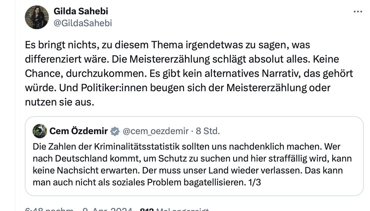 Alternative Fakten heißen im linksbizarr-akademisch verpeilten Milieu „alternatives Narrativ“ u.das wird leider oft durch gesichert-rechtsextreme™ Empirie widerlegt. Um linksideologische Realitätskonstrukte durchzusetzen, sollte diese rechte Empirie unbedingt verboten werden☝️😎