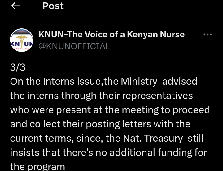 bennyotieno6's tweet photo. last time
@KNUNOFFICIAL
said BScN interns are not their members ,therefore any new agreement with the MOH is invalid all we want is the nursing scheme of service to be adhered to
No picking letters
#NursesMarchKE
#Doct https://t.co/eQm89mZJb6