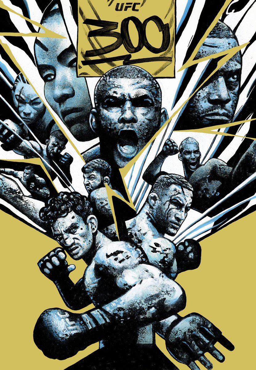 galang43's tweet image. Official UFC 300 Artist Series Poster 💪😎

Shirt up @ufcstore 🙌

37” x 26”, Acrylic on Watercolor Paper, 2024
#ufc300