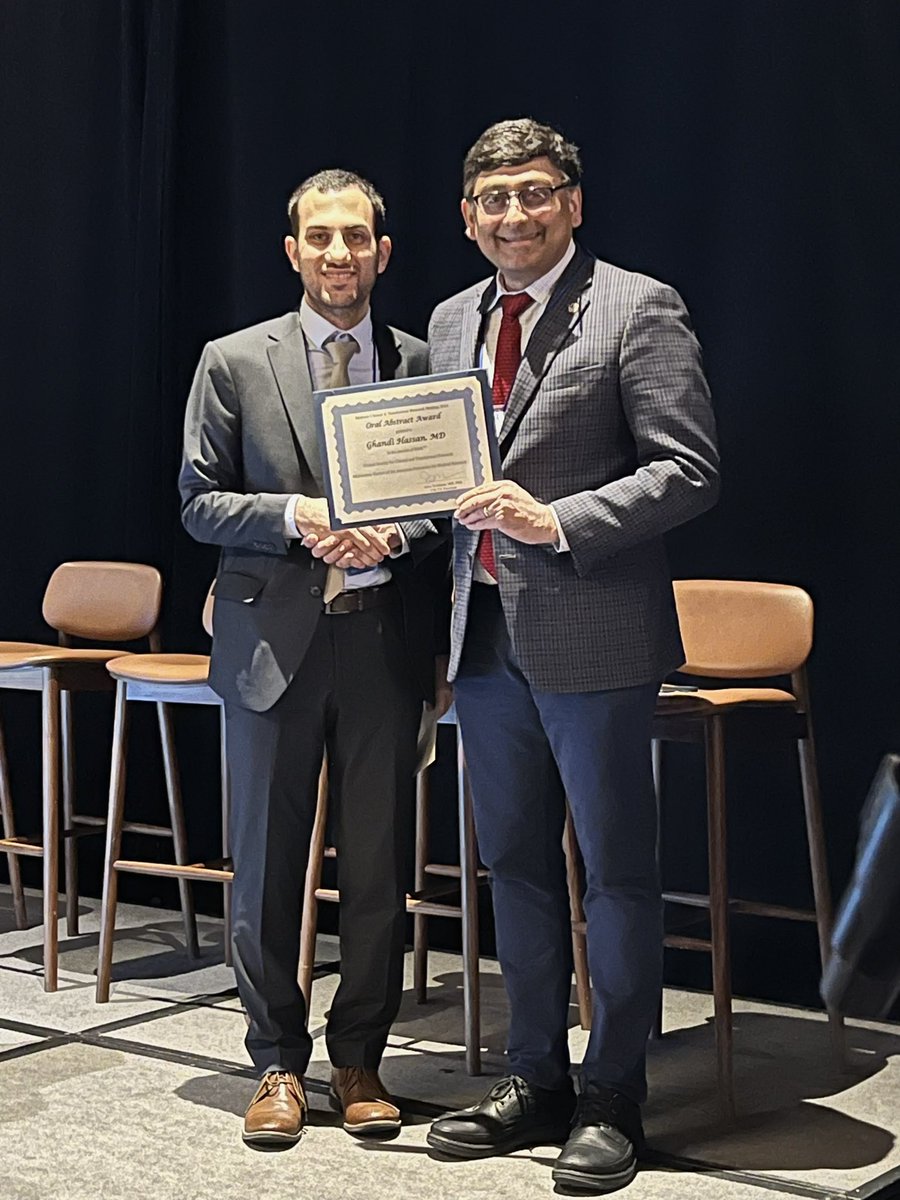 Cheers to @Ghandi_Hassan_ for his oral abstract award at the Midwest Clinical and Translational Research Conference, he’s on 🔥 this week! @AFMResearch @CSCTR_org @WUSTLPCCM @wustlcrm