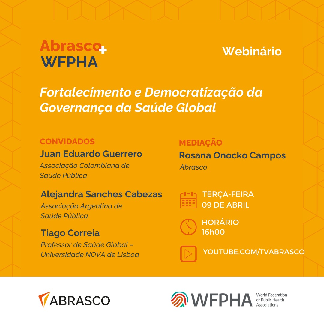 🌎 Starting soon! #GPHW2024's 'Enhancing and Democratizing Governance in Global Health' by @ABRASCO Featuring experts from Latin American public health associations and a Global Health specialist from Portugal. 🔗 wfpha.org/gphw2024-enhan… 🎥 YouTube: youtube.com/watch?v=FuZw0o…