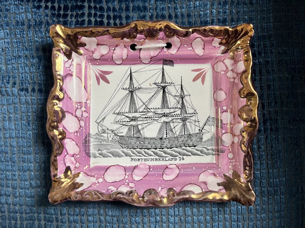Picked up a nice bit of Sunderland ‘lustreware’ - probably early Victorian (en.m.wikipedia.org/wiki/Sunderlan…). HMS Northumberland was the 74-gun warship that carried Napoleon to his final exile on St Helena in 1815.