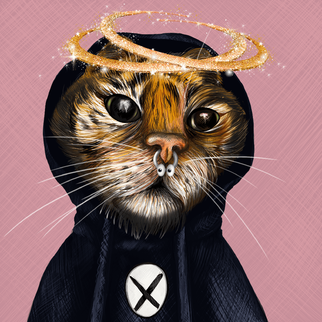 cryptorapid's tweet image. A couple of the gang (@moonshot_win nose ring?) from @bodega_web3 #SiccCats mint. Mint so smooth it purrs @deadgens_