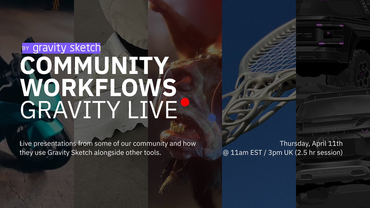 Join us for this live session where we join a few members of our community presenting how they use Gravity Sketch alongside other tools in their respective industries. We will be looking at industries such as footwear design, automotive design, entertainment character design and…